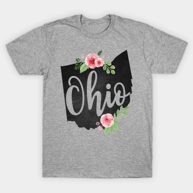 Ohio Floral Chalkboard State T-Shirt by teevisionshop